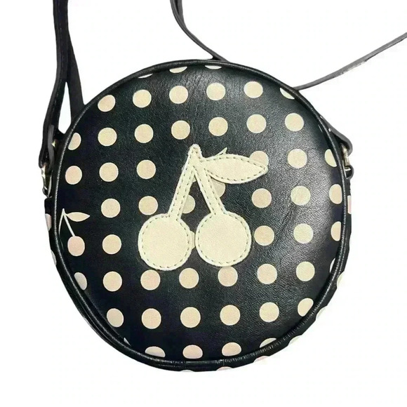 Bonpoint Cherry Dot Leather Circle Shoulder Bag Rare - Picture 2 of 11